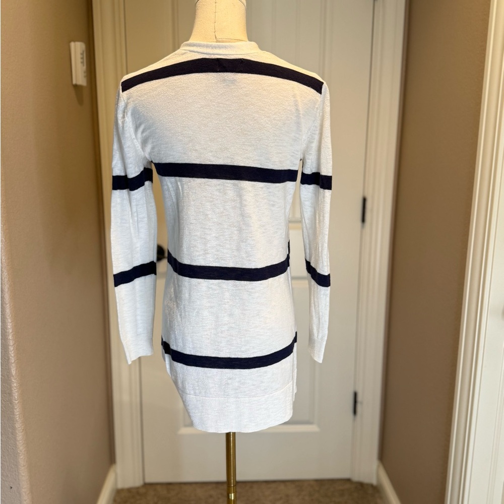 Old Navy White Cardigan with Navy Stripes - Picture 3 of 4